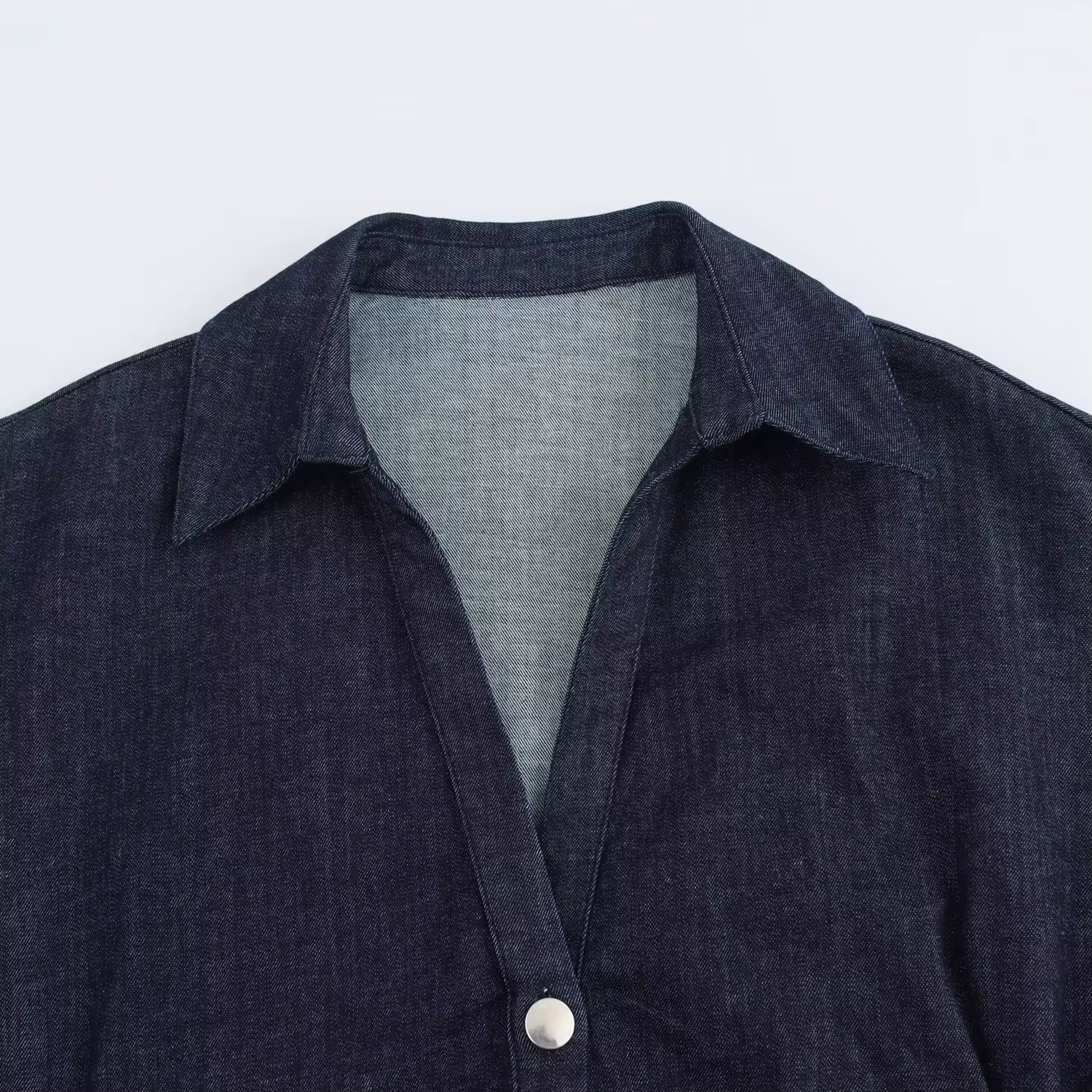 BUTTON-FRONT DENIM MIDI DRESS