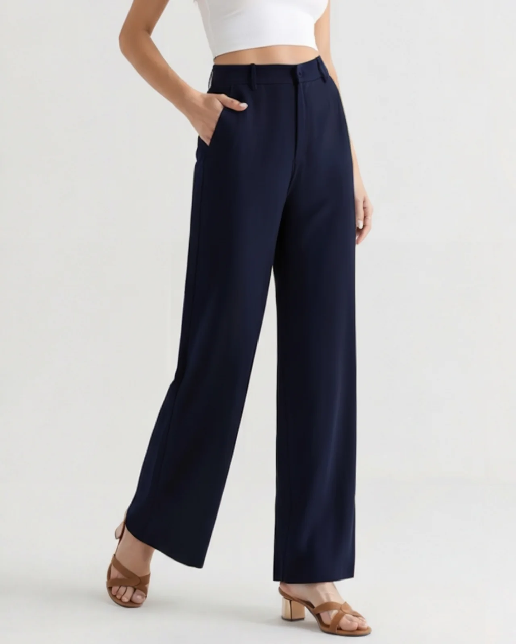 HIGH-WAISTED ELEGANT WIDE-LEG TROUSERS