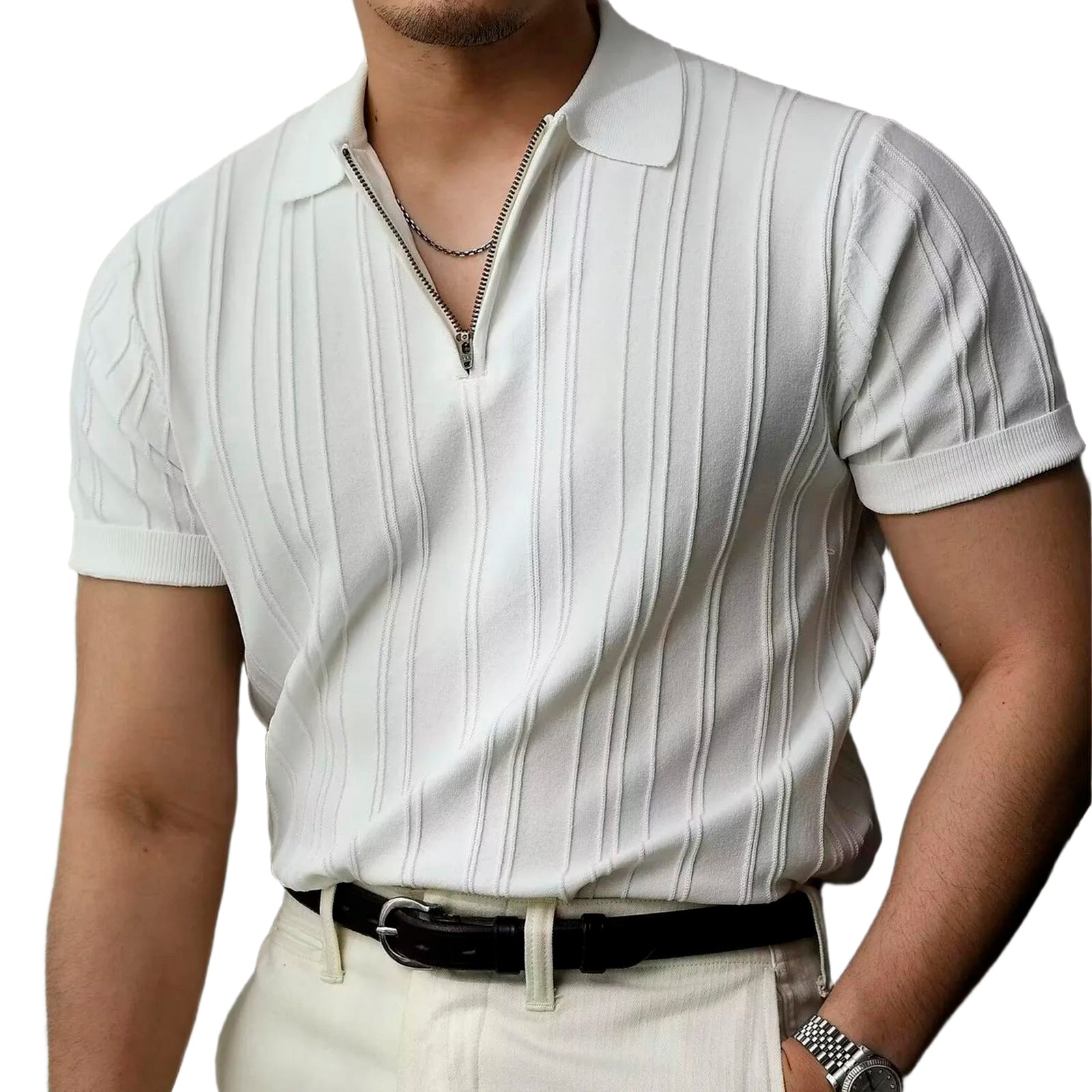 ZIPPER KNITTED POLO