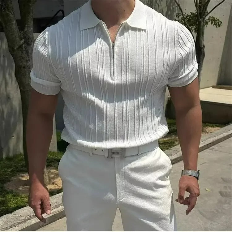 ZIPPER KNITTED POLO