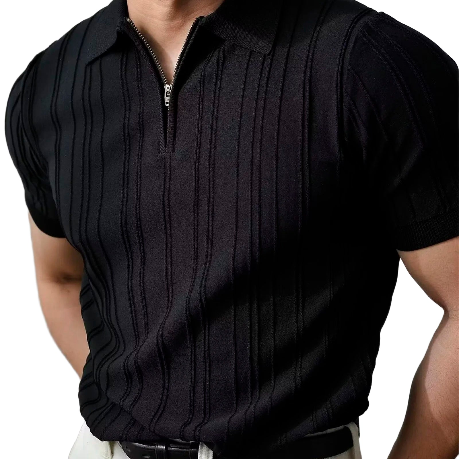 ZIPPER KNITTED POLO