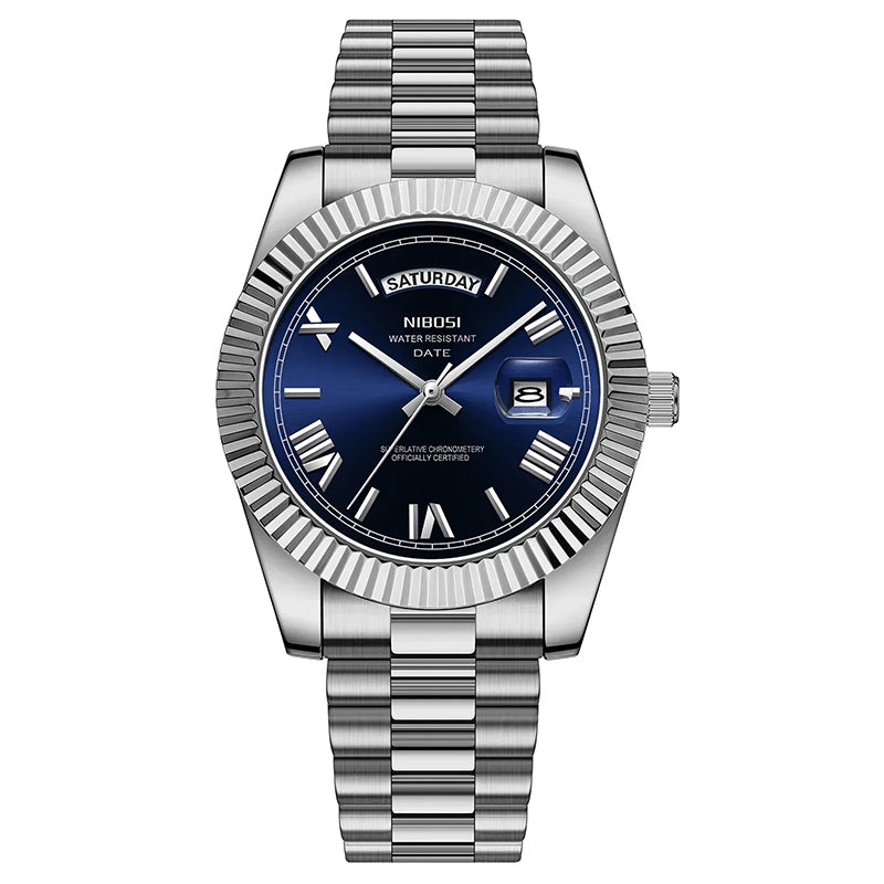 GENEBRA SILVER WATCH (DAY-DATE)