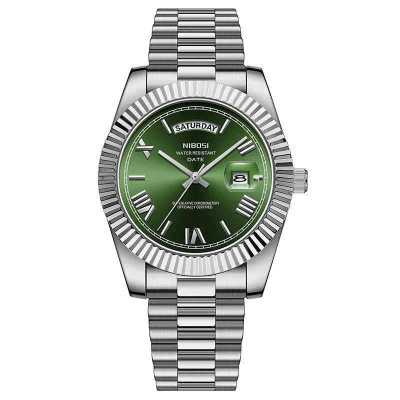 GENEBRA SILVER WATCH (DAY-DATE)